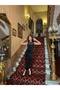 Black Glittery Shoulder and Waist Drawstring Slimfit Long New Year's Dress 4481 - 4