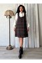 Short Brown Tweed Square Neck Gilet Dress
