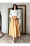 Sweet Yellow Flared Poplin Skirt