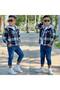 Hooded Lumberjack Long Sleeve Shirt / Jeans / T-Shirt 3 Piece Set - Holiday Wear - 3