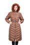 Tan Fur Hooded Long Inflatable Women's Coat 3409 - 4