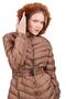 Tan Fur Hooded Long Inflatable Women's Coat 3409 - 7