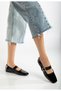 Women's Daily Use Black Patent Leather Ballerinas - 2