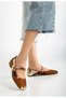 Women's Daily Use Tan Suede Ballerinas - 2