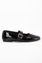 Women's Daily Use Black Patent Leather Ballerinas - 3