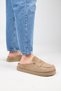 (Ziva) Women's Genuine Leather Loafers Platform Taupe Slippers - 6