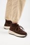 (Palmira) Women's Genuine Leather Lace-Up Mini Brown Boots with Fur Inside - 6