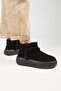 (Azura Mini) Women's Genuine Leather Black Boots with Fur Inside and Fur Strips - 6