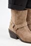 (Neus) Women's Genuine Leather Ring Belted Cowboy Special Distressed Leather Mink Boots - 4