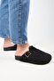 Suzen Women's Genuine Leather Belted Tedy Black Slippers - 5