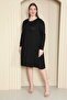 Layered Drawstring Black Full Lyclary Viscose Plus Size Dress Jb 14202555 - 2