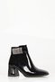 Zippered Heeled Women's Boots Black Patent Leather - 2