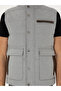 Gray Melange Padded Leather Detailed Coat Vest 50294014-Vr086 - 7