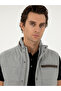 Gray Melange Padded Leather Detailed Coat Vest 50294014-Vr086 - 2