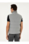 Gray Melange Padded Leather Detailed Coat Vest 50294014-Vr086 - 5