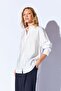 Ecru Modal Soft Textured Soft Hidden Pat Detailed Oversize Women's Shirt |   Mks 168262 -01 - 2