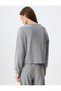 Knitted Pajama Top with Textured Long Sleeves and Crew Neck - 4