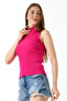 Women's Pink Half Fisherman Sleeveless Knitwear Blouse - 4