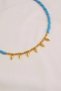 Turquoise Bead Detailed Bohemian Necklace with Gold Medallion Figure - 5