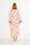 Orange Floral Print Long Dress with Belt - 8