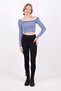 Cobalt Square Collar Striped Cropped Blouse 9904 - 2