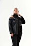 Gamze Fashion Butik Plus Size Sweatshirt with Leather Garnish - 4
