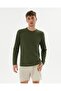 Khaki Organic Cotton Crew Neck Long Sleeve T-shirt