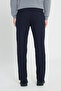 Men's Navy Blue Cotton Comfort Fit Relaxed Fit Dobby Side Pocket Stretchy Casual Pants - 5