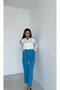 Skinny Leg Classic Belted Fabric Trousers