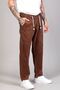 Men's Brown Baggy Fit Comfortable Fit Velvet Trousers - 2
