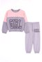 Crew Neck Long Sleeve Salmon Color Girl's Tracksuit Set