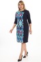 Crew Neck Patterned Button Detailed Evening Dress 7071