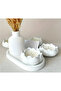 Pinterest Striped Vase and Lotus Shaped Candle Concrete Presentation Plate Gift Set - 2