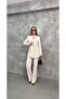 Women's Double Button Satin Lapel Suit - 5