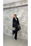 Women's Double Button Satin Lapel Suit - 5