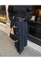 High Waist Double Belt Detailed Long Skirt with Side Slit - 2