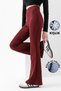 Women's Burgundy Winter Fleece-Lined High-Waisted Lycra Slimming Leggings Pants - 7