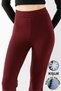 Women's Burgundy Winter Fleece-Lined High-Waisted Lycra Slimming Leggings Pants - 2