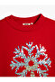 Snowflake Sequin Embroidered Raised Sweatshirt - 3