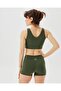 Khaki Women's Organic Cotton High Waist Front Seamless Mini Tights Shorts - 4