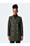 Buttoned Long Double Breasted Coat with Pockets - 3