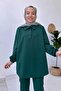 Shirt Collar Two Thread Hijab Set - Emerald - 5