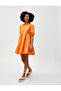 Mini Poplin Dress Balloon Sleeve Flounce Crew Neck Cotton