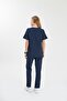 Navy Blue Lycra Women's Scrubs Set Nurse Doctor Uniform with Hidden Pockets - 4