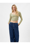 Long Sleeve T-Shirt Slim Fit U Neck Corset Look