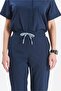 Navy Blue Lycra Women's Scrubs Set Nurse Doctor Uniform with Hidden Pockets - 5