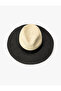 Color Contrast Straw Hat with Tape Detail - 2