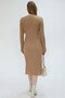 Women's Camel Crew Neck Long Knitwear Dress - 8