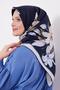 وشاح حريري بنمط زنبق أزرق داكن