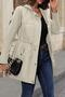 Beige Long Sleeve Hooded Front Zipper Button and Pocket Detail Bondit Jacket - 2